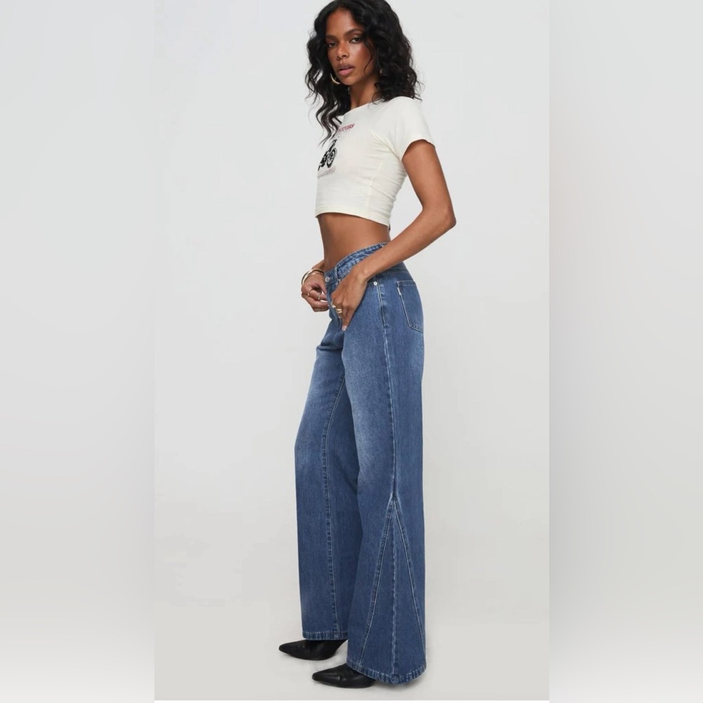 NWT Princess Polly Blue Flare Wide-Leg Jeans